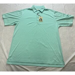 NEW Donald Ross men's LARGE Golf Polo Shirt Solid Sea Foam Green Sleeve Logo